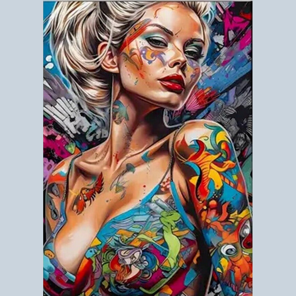 Abstract Graffiti Sexy Woman Canvas Print Framed 16" x 24" Wall Art Home & Garden:Home Décor:Posters & Prints Style Your Walls